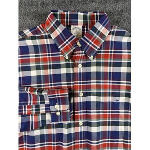 Brooks Brothers 1818 Regent Fit Plaid Button Down Shirt Mens Large Supima Cotton